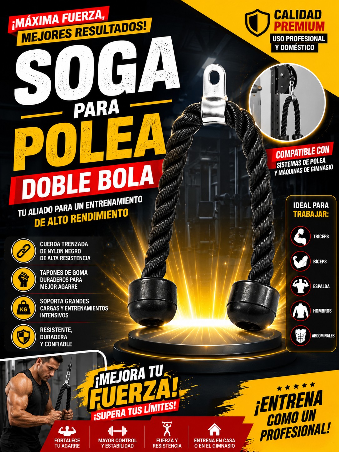 SOGA PARA POLEA DOBLE BOLA