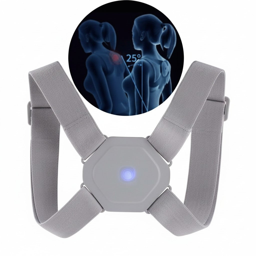Corrector de postura inteligente Fastrok gris con sensor de vibración y correas elásticas ajustables