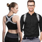 Corrector de postura inteligente Fastrok con sensor vibratorio, diseño ergonómico gris para hombre y mujer