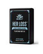 Caja de perfume Fastrok Herloss con feromonas, diseño elegante en negro y azul para hombres.