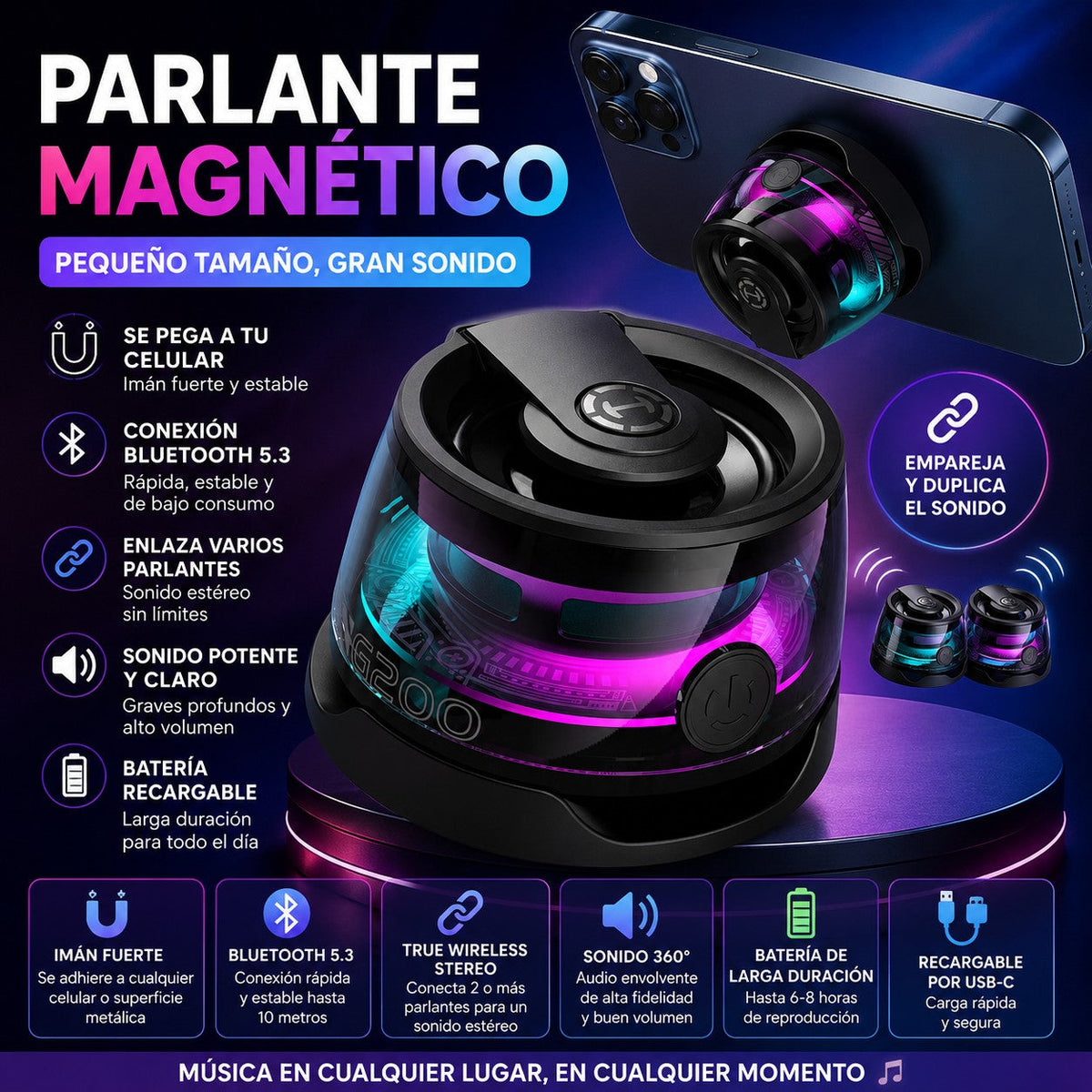 PARLANTE MAGNETICO PARA CELULAR